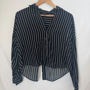 Forever 21 Black and White Striped Button Down Shirt